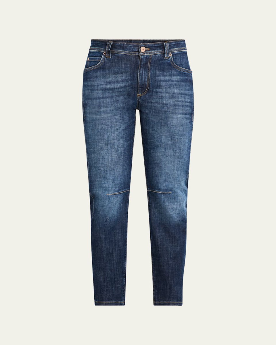 Mid-Rise Skinny-Leg Ankle Equestrian Denim Jeans